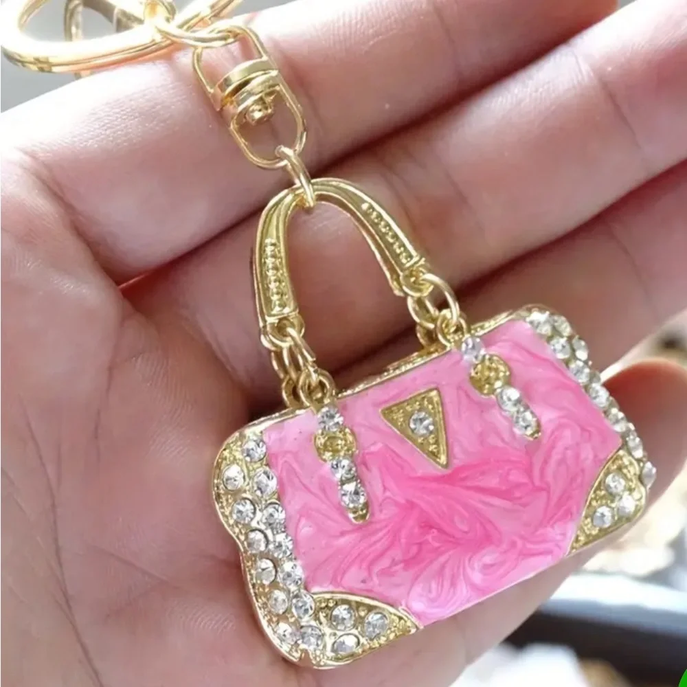 Pink and Gold Handbag Bag Charm - Picture 1 of 3